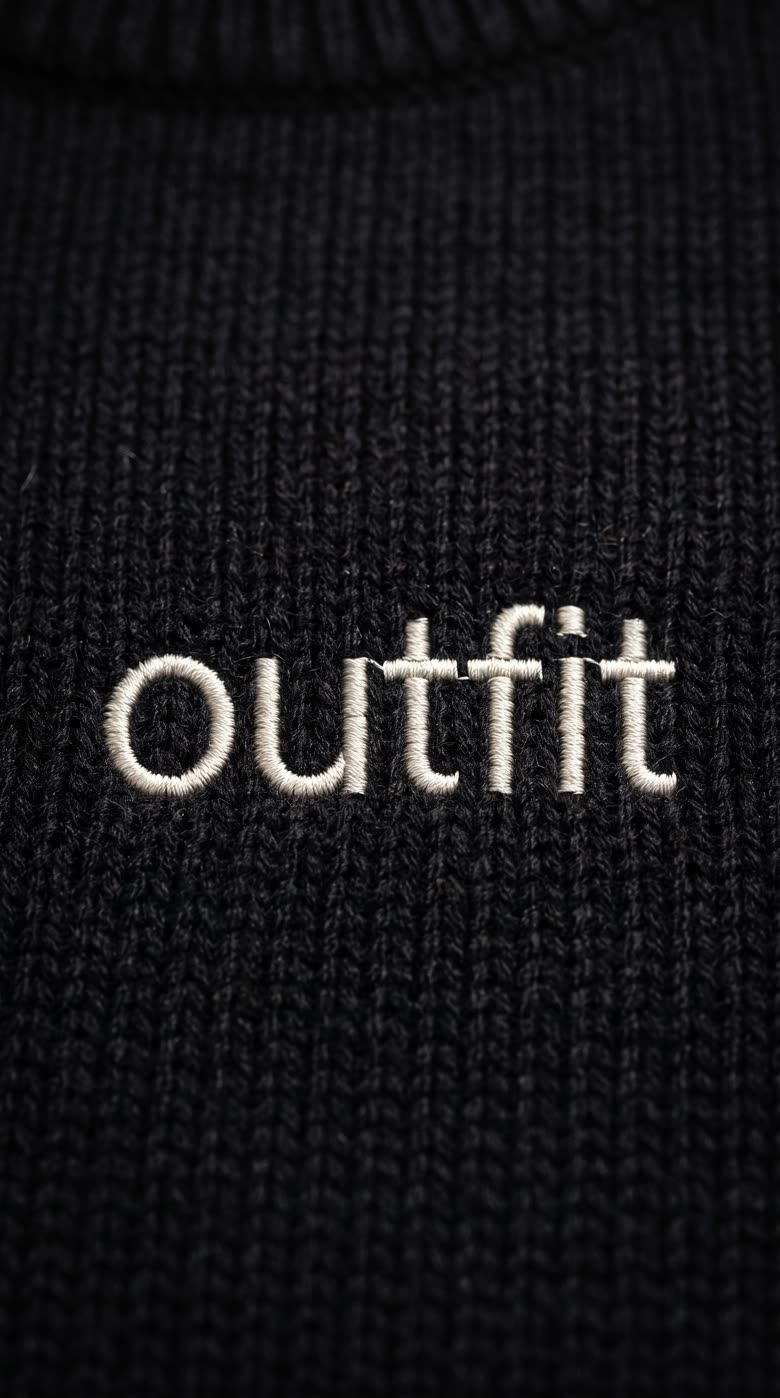 Вышитый логотип outfit на чёрном трикотаже